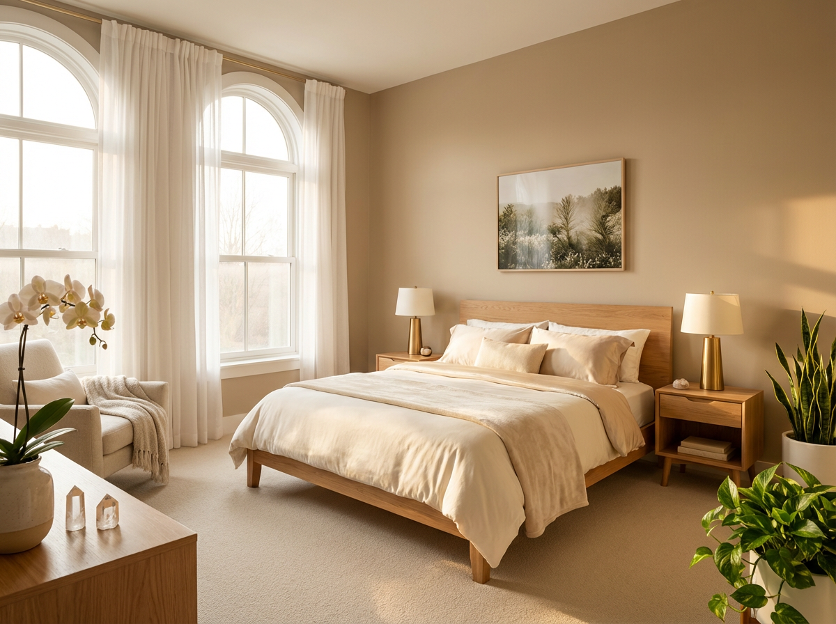 Chambre apaisante Feng Shui luxueuse et sereine