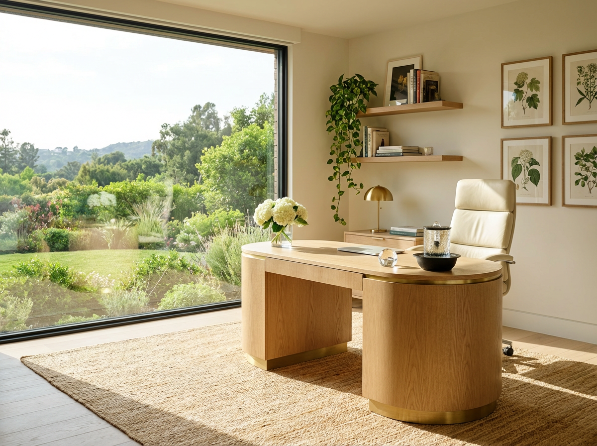 Espace de travail Feng Shui élégant et inspirant